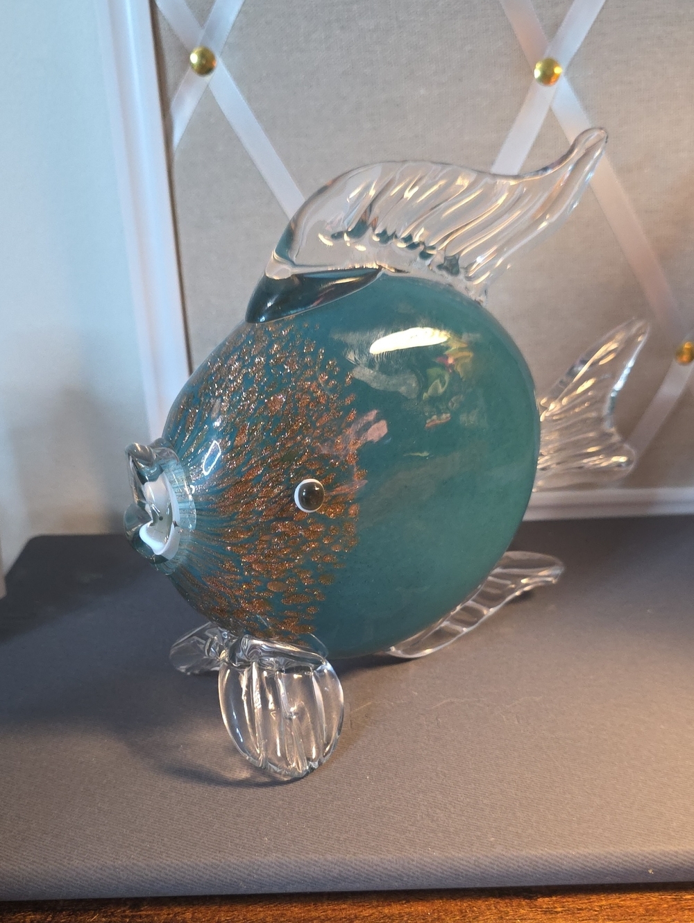 Sassified Boutique Nwt Handblown Teal Glass Fish Accent by
